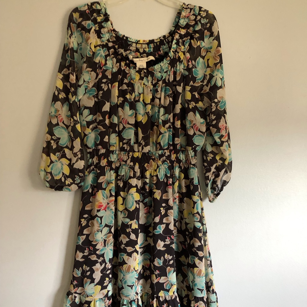 American Rag Black Floral Dress, Loose Fit, Comfortable, Rayon Material